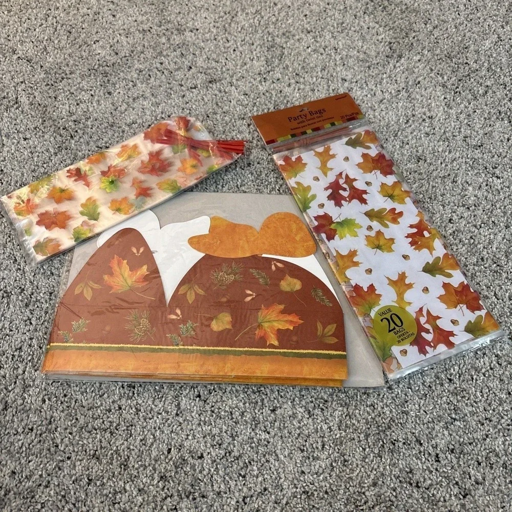 Fall party gift/treat bags Thankful and Blessed leaves & cookie bags and 2 boxes